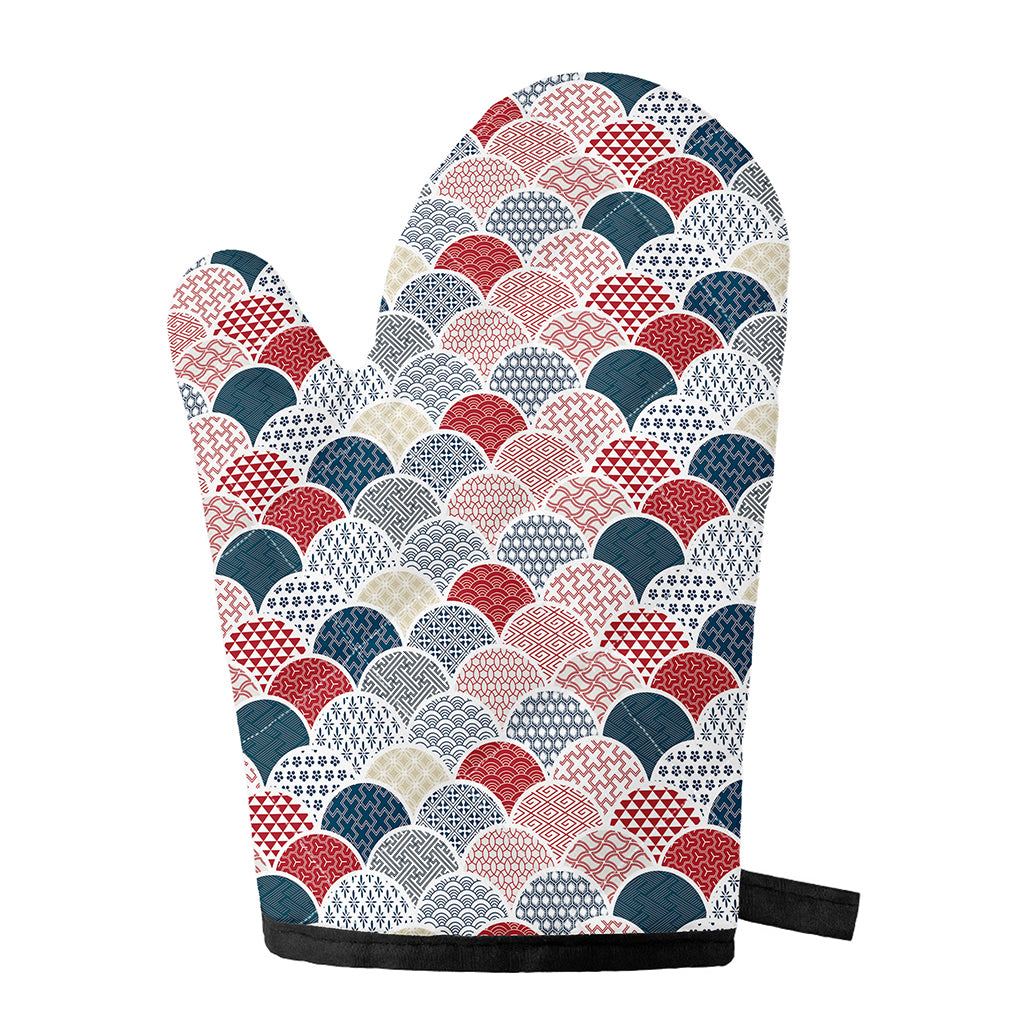 Japanese Geometric Pattern Print Single Oven Mitt