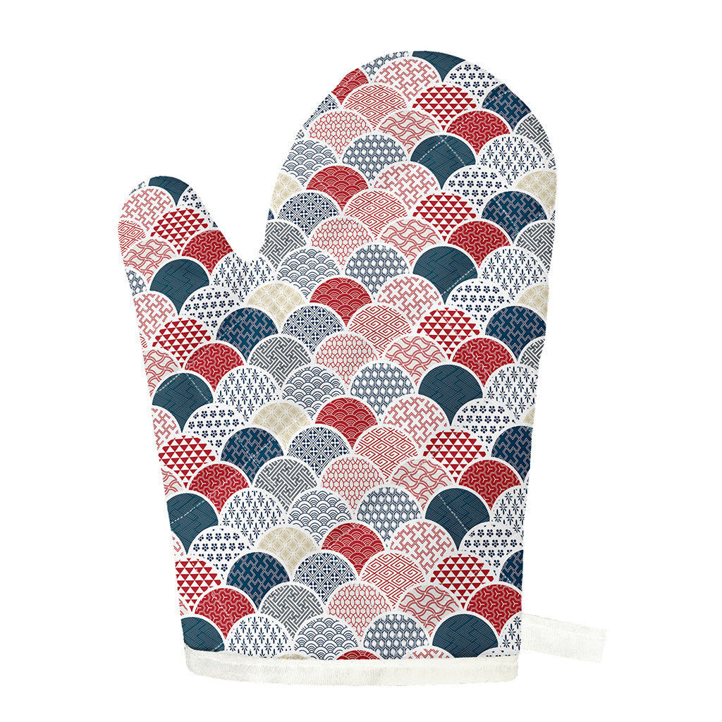 Japanese Geometric Pattern Print Single Oven Mitt