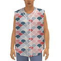 Japanese Geometric Pattern Print Sleeveless Baseball Jersey