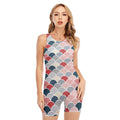 Japanese Geometric Pattern Print Sleeveless One Piece Swimsuit