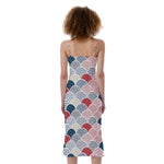 Japanese Geometric Pattern Print Slim Fit Midi Cami Dress