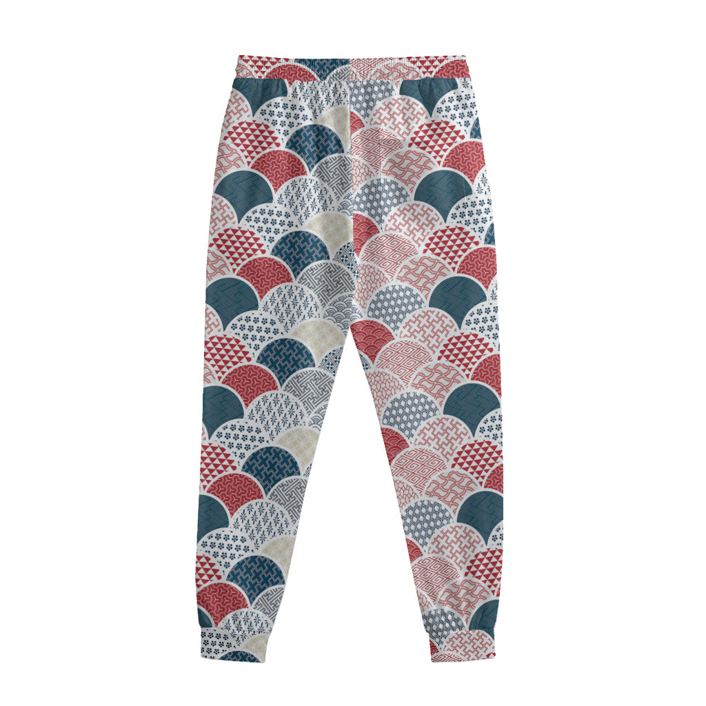 Japanese Geometric Pattern Print Sweatpants