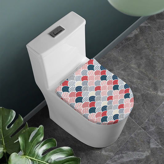Japanese Geometric Pattern Print Toilet Lid Cover