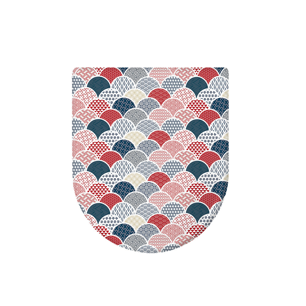 Japanese Geometric Pattern Print Toilet Lid Cover