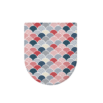 Japanese Geometric Pattern Print Toilet Lid Cover