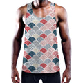 Japanese Geometric Pattern Print Men's Workout Tank Top