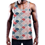 Japanese Geometric Pattern Print Training Tank Top