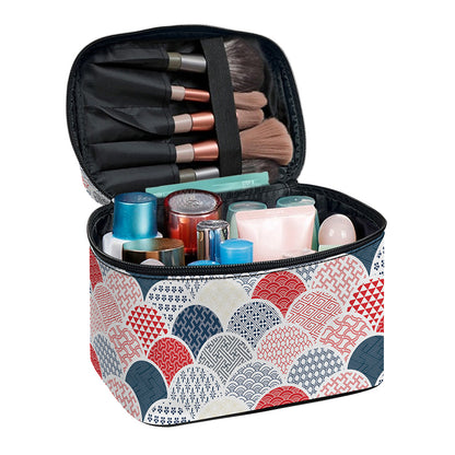Japanese Geometric Pattern Print Travel Makeup Bag