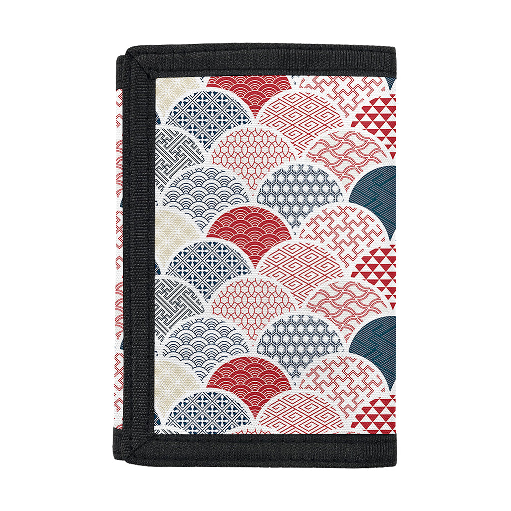 Japanese Geometric Pattern Print Trifold Wallet
