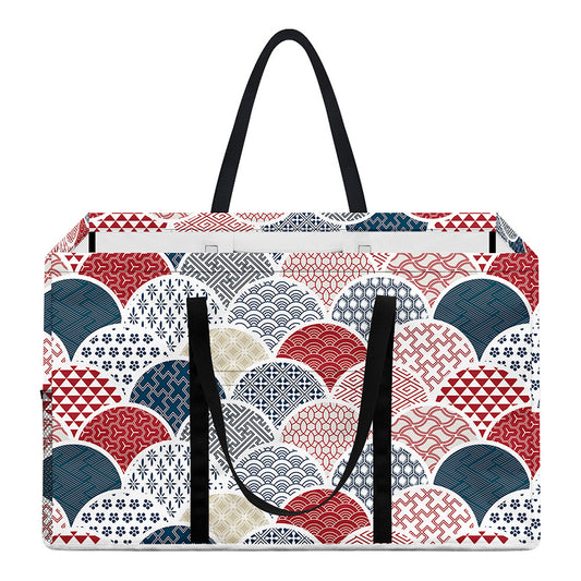 Japanese Geometric Pattern Print Utility Tote Bag