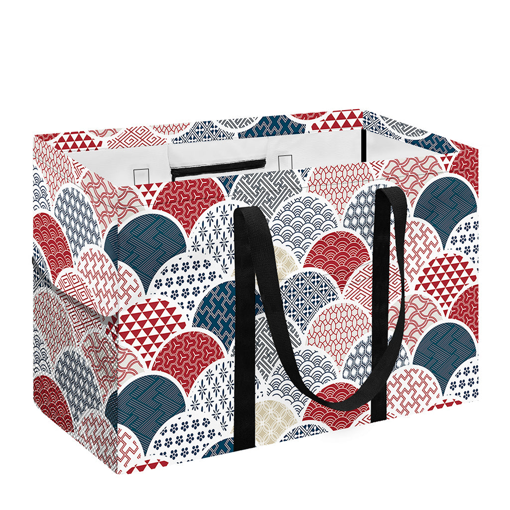 Japanese Geometric Pattern Print Utility Tote Bag