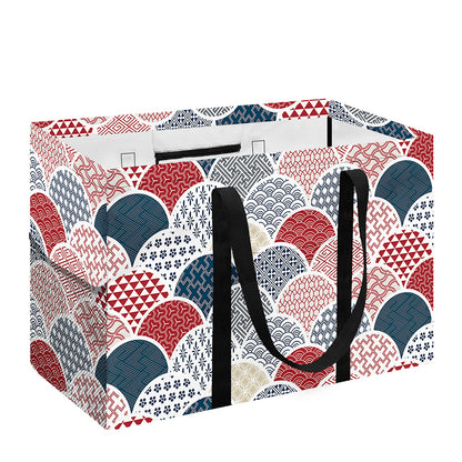 Japanese Geometric Pattern Print Utility Tote Bag