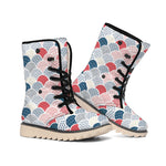 Japanese Geometric Pattern Print Winter Boots
