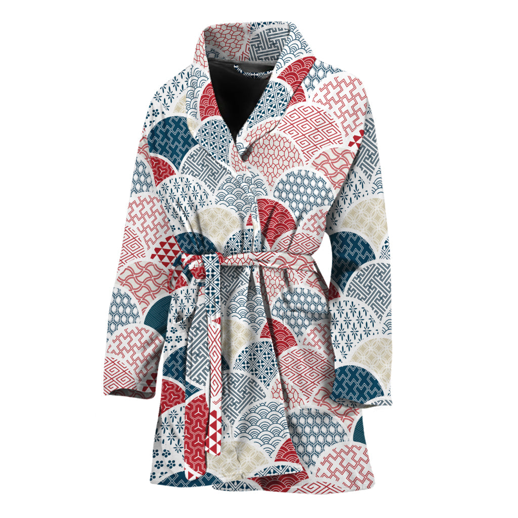 Japanese Geometric Pattern Print Women's Bathrobe