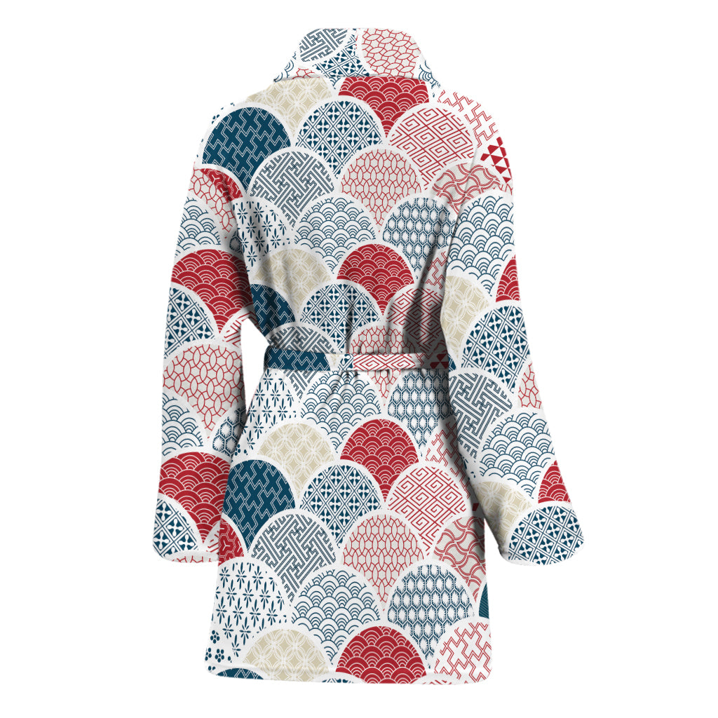 Japanese Geometric Pattern Print Women's Bathrobe