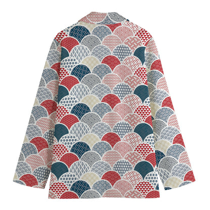 Japanese Geometric Pattern Print Women's Blazer