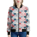 Japanese Geometric Pattern Print Women's Bomber Jacket