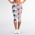 Japanese Geometric Pattern Print Women's Capri Leggings