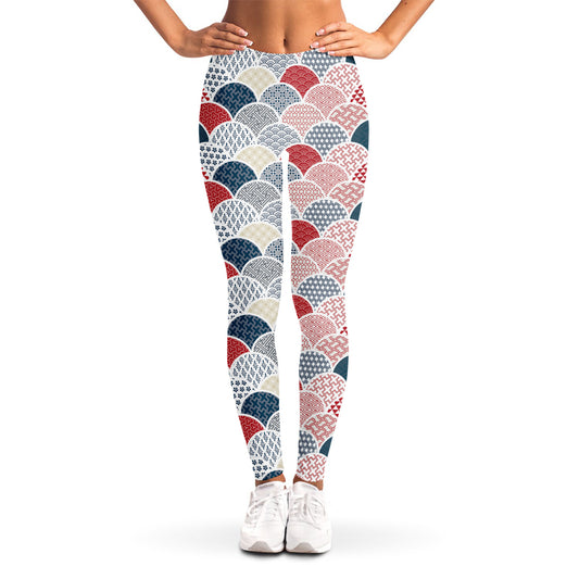 Japanese Geometric Pattern Print Women's Leggings