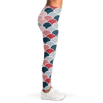 Japanese Geometric Pattern Print Women's Leggings