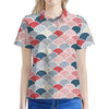 Japanese Geometric Pattern Print Women's Polo Shirt