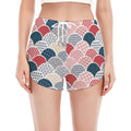 Japanese Geometric Pattern Print Women's Split Running Shorts