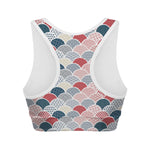 Japanese Geometric Pattern Print Women's Sports Bra