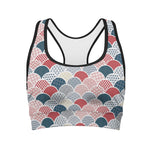 Japanese Geometric Pattern Print Women's Sports Bra