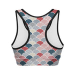 Japanese Geometric Pattern Print Women's Sports Bra