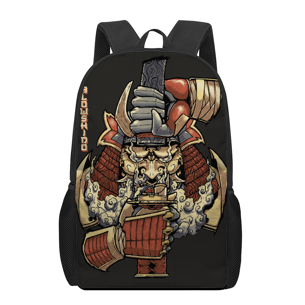 Japanese Ghost Samurai Print 17 Inch Backpack