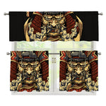 Japanese Ghost Samurai Print 3 Piece Kitchen Curtains