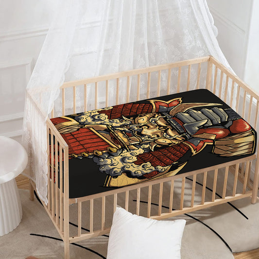 Japanese Ghost Samurai Print Baby Crib Sheet
