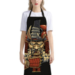 Japanese Ghost Samurai Print Bib Apron With Pocket