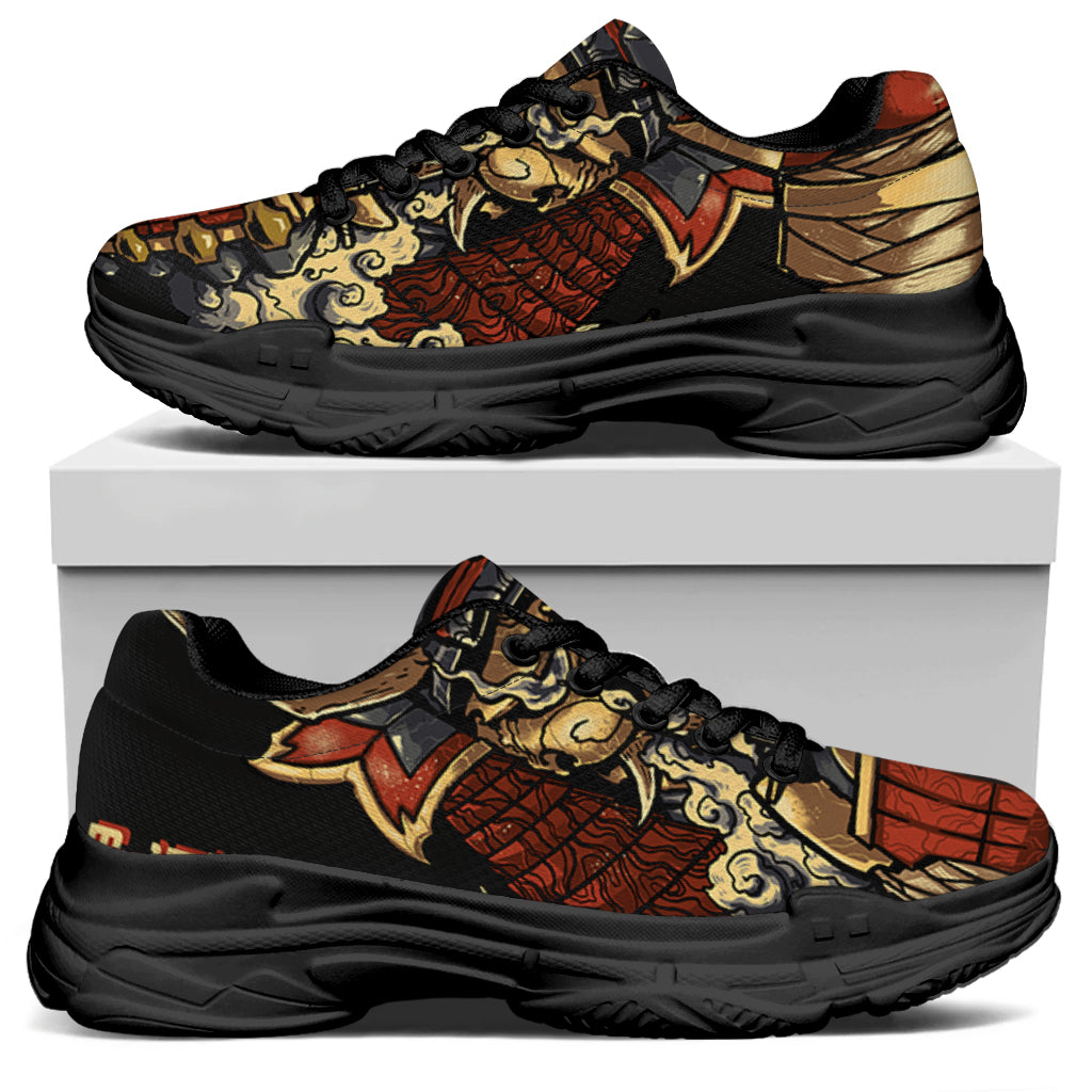 Japanese Ghost Samurai Print Black Chunky Shoes