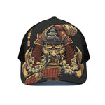 Japanese Ghost Samurai Print Black Mesh Trucker Cap