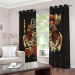 Japanese Ghost Samurai Print Blackout Grommet Curtains