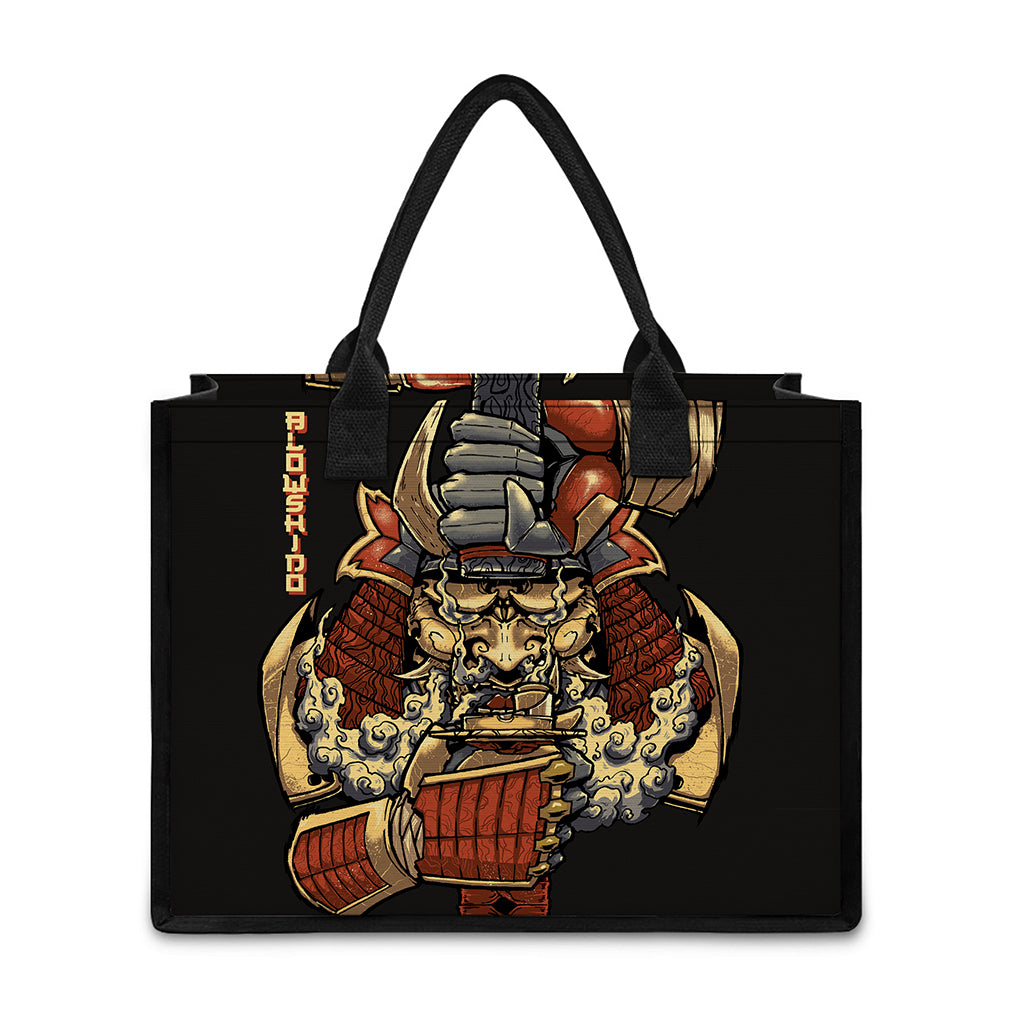 Japanese Ghost Samurai Print Canvas Tote Bag