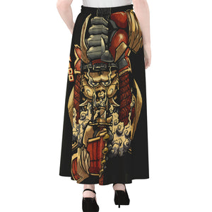 Japanese Ghost Samurai Print Chiffon Maxi Skirt