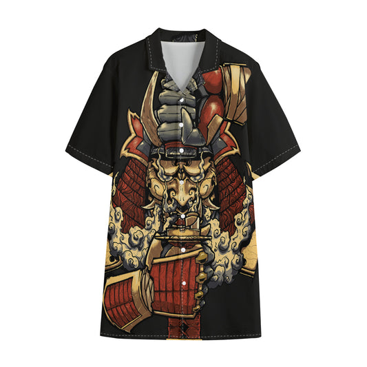 Japanese Ghost Samurai Print Cotton Hawaiian Shirt