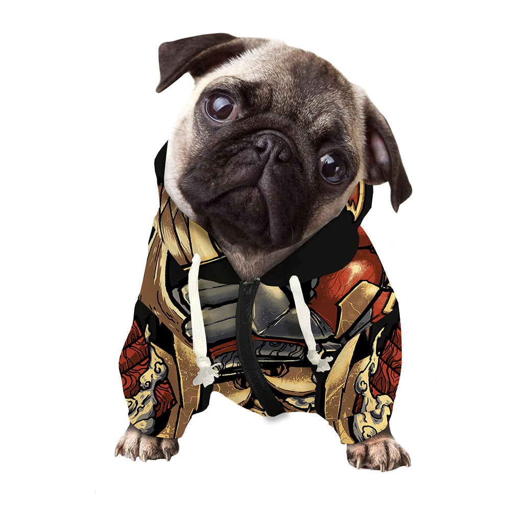 Japanese Ghost Samurai Print Dog Zip Up Hoodie