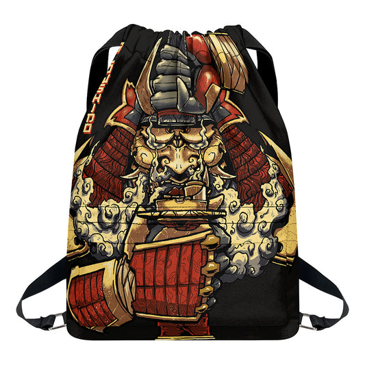 Japanese Ghost Samurai Print Drawstring Backpack