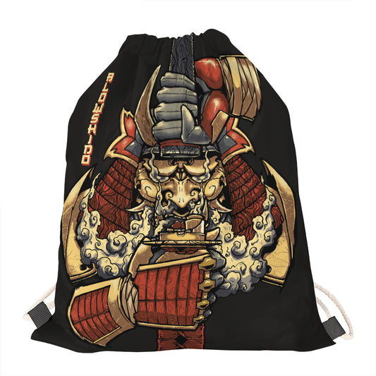 Japanese Ghost Samurai Print Drawstring Bag