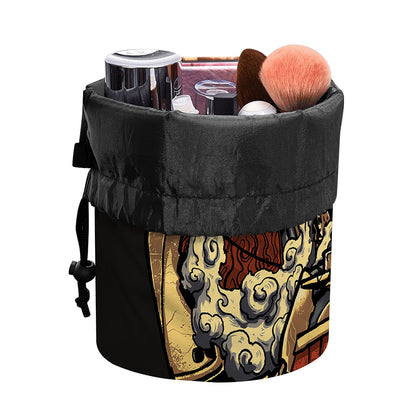 Japanese Ghost Samurai Print Drawstring Makeup Bag