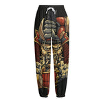 Japanese Ghost Samurai Print Fleece Lined Knit Pants