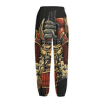 Japanese Ghost Samurai Print Fleece Lined Knit Pants