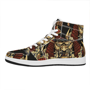 Japanese Ghost Samurai Print High Top Leather Sneakers