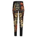 Japanese Ghost Samurai Print High-Waisted Pocket Leggings