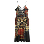 Japanese Ghost Samurai Print Jersey Midi Cami Dress