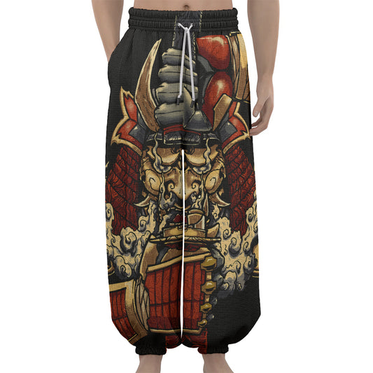 Japanese Ghost Samurai Print Lantern Pants