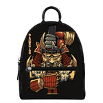 Japanese Ghost Samurai Print Leather Backpack